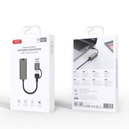 هاب شبكة XO HUB018 من USB و Type-C إلى RJ45 بسرعة 100Mbps XO HUB018 USB Type-C RJ45 Accessory