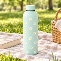 مطارة ماء بنقشة الأقحوان – أخضر فاتح Daisy Pattern Water Bottle – Light Green