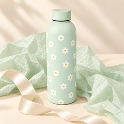 مطارة ماء بنقشة الأقحوان – أخضر فاتح Daisy Pattern Water Bottle – Light Green