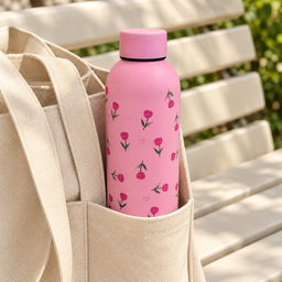 مطارة وردية بنقشة زهور Pink Floral Water Bottle