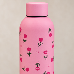 مطارة وردية بنقشة زهور Pink Floral Water Bottle
