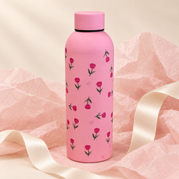 مطارة وردية بنقشة زهور Pink Floral Water Bottle