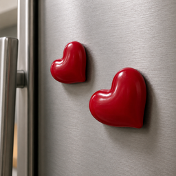 طقم مغناطيس ثلاجة القلوب الحمراء – قطعتان Red Heart Fridge Magnet Set - 2 Pieces