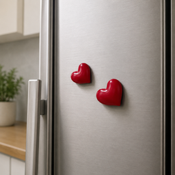 طقم مغناطيس ثلاجة القلوب الحمراء – قطعتان Red Heart Fridge Magnet Set - 2 Pieces