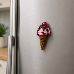 مغناطيس ثلاجة آيس كريم الفراولة والشوكولاتة Strawberry and Chocolate Ice Cream Fridge Magnet