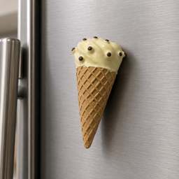 مغناطيس ثلاجة آيس كريم الفانيلا بحبيبات الشوكولاتة Vanilla Ice Cream with Chocolate Sprinkles Fridge Magnet