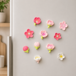 طقم مغناطيس ثلاجة زهور متنوعة – 12 قطعة Assorted Flower Fridge Magnet Set - 12 Pieces