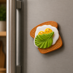 مغناطيس ثلاجة التوست والبيض والخس Toast, Egg and Lettuce Fridge Magnet