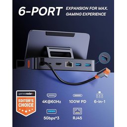 قاعدة إرساء Baseus GamerX بـ 6 منافذ USB-C لجهاز Steam Deck Baseus GamerX 6 Ports USB-C Steam Deck Docking Station