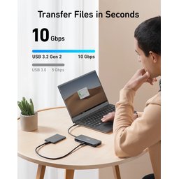محطة توصيل Anker 555 USB-C (8 في 1) ومحول PowerExpand، يدعم دقة 4K بمعدل تحديث 60 هرتز عبر HDMI Anker 555 USB-C Docking Hub (8-in-1) PowerExpand Adapter, 4K 60Hz HDMI