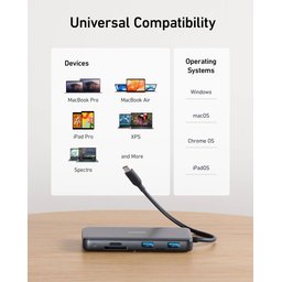 محطة توصيل Anker 555 USB-C (8 في 1) ومحول PowerExpand، يدعم دقة 4K بمعدل تحديث 60 هرتز عبر HDMI Anker 555 USB-C Docking Hub (8-in-1) PowerExpand Adapter, 4K 60Hz HDMI