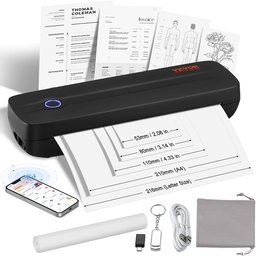 طابعة حرارية محمولة من VEVOR - بطارية بسعة 2600 مللي أمبير في الساعة، دقة 300 نقطة في البوصة، VEVOR Portable Thermal Printer - 2600mAh Battery, 300 DPI, Bluetooth Inkless Mobile Printer for A4, A5 & 8.5" x 11" Thermal