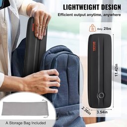 طابعة حرارية محمولة من VEVOR - بطارية بسعة 2600 مللي أمبير في الساعة، دقة 300 نقطة في البوصة، VEVOR Portable Thermal Printer - 2600mAh Battery, 300 DPI, Bluetooth Inkless Mobile Printer for A4, A5 & 8.5" x 11" Thermal