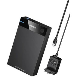 حافظة خارجية من UGREEN لمحركات الأقراص الصلبة (HDD) مقاس 3.5 بوصة بمنفذ SATA وUSB 3.0 (لون أسود) UGREEN SATA External Enclosure HDD 3.5 Inches USB 3.0 (Black)