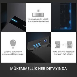 حافظة خارجية من UGREEN لمحركات الأقراص الصلبة (HDD) مقاس 3.5 بوصة بمنفذ SATA وUSB 3.0 (لون أسود) UGREEN SATA External Enclosure HDD 3.5 Inches USB 3.0 (Black)