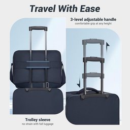 سيت حقائب سفر قماشية باللون الكحلي مكونة من 3 قطع navy blue 3-piece soft-shell luggage set
