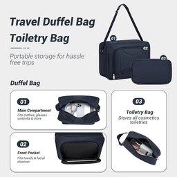 سيت حقائب سفر قماشية باللون الكحلي مكونة من 3 قطع navy blue 3-piece soft-shell luggage set