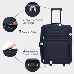 سيت حقائب سفر قماشية باللون الكحلي مكونة من 3 قطع navy blue 3-piece soft-shell luggage set