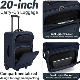 سيت حقائب سفر قماشية باللون الكحلي مكونة من 3 قطع navy blue 3-piece soft-shell luggage set