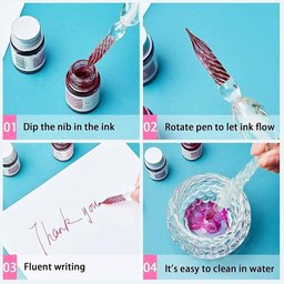 طقم قلم غمس زجاجي AOKUY Glass Dip Pen Set