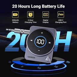 مستقبل صوت لاسلكي بتقنية البلوتوث من UGREEN مع منفذ صوت 3.5 مم - مستقبل بلوتوث لاسلكي Ugreen CM724 UGREEN Wireless Bluetooth Audio Receiver with 3.5mm Audio Jack - Ugreen CM724 Bluetooth Wireless Receiver