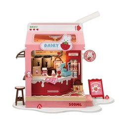 مجسم متجر حليب الفراولة اللطيف Strawberry Milk Shop – Cute Miniature Model