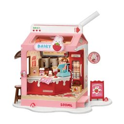 مجسم متجر حليب الفراولة اللطيف Strawberry Milk Shop – Cute Miniature Model