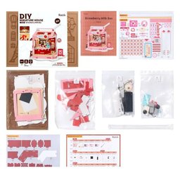 مجسم متجر حليب الفراولة اللطيف Strawberry Milk Shop – Cute Miniature Model