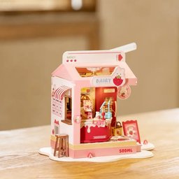 مجسم متجر حليب الفراولة اللطيف Strawberry Milk Shop – Cute Miniature Model