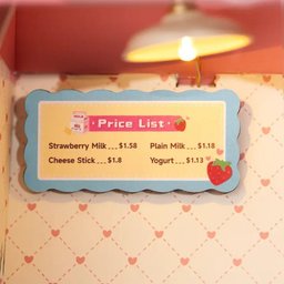 مجسم متجر حليب الفراولة اللطيف Strawberry Milk Shop – Cute Miniature Model