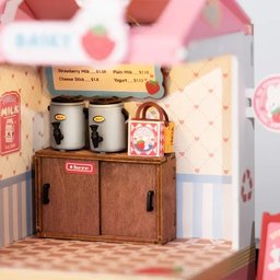 مجسم متجر حليب الفراولة اللطيف Strawberry Milk Shop – Cute Miniature Model