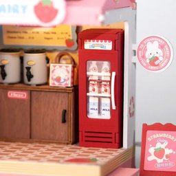 مجسم متجر حليب الفراولة اللطيف Strawberry Milk Shop – Cute Miniature Model