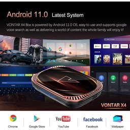 جهاز VONTAR X4 Smart TV Box يدعم شبكة Wi-Fi مزدوجة التردد (2.4 جيجاهرتز / 5.0 جيجاهرتز) ودقة 8K Ultra HD. VONTAR X4 TV Box, Support 2.4G/5.0G Dual Wifi 8K Utral HD Ram4/32