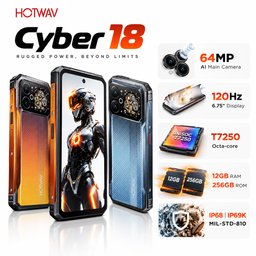 هوت ويف سايبر Hotwav cyber 18 ضد الماء والغبار والصدمات 256/(12+8) Hotwave Cyber ​​18 – Water, dust, and shock-resistant; 256GB storage / (12+8)GB RAM.