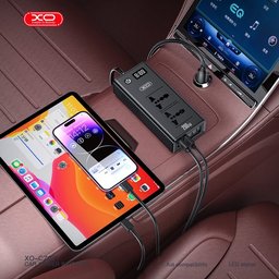 تقسيم وشاحن للسيارة متعدد المنافذ مع شاشة رقمية من XO XO-CZ027 –  (Car Power Inverter)