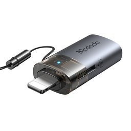 محول OTG Mcdodo OT-785 من USB-A إلى Lightning مع قارئ بطاقات TF مدمج 2 في 1 بسرعة 480Mbps مع حبل Mcdodo OT-785 Lightning OTG Card Reader