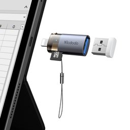 محول OTG Mcdodo OT-785 من USB-A إلى Lightning مع قارئ بطاقات TF مدمج 2 في 1 بسرعة 480Mbps مع حبل Mcdodo OT-785 Lightning OTG Card Reader