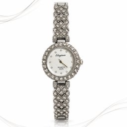 ساعة نسائية فضية مرصعة من Eliyina Eliyina Women's Silver Crystal Watch