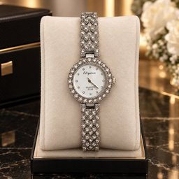 ساعة نسائية فضية مرصعة من Eliyina Eliyina Women's Silver Crystal Watch