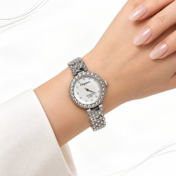 ساعة نسائية فضية مرصعة من Eliyina Eliyina Women's Silver Crystal Watch