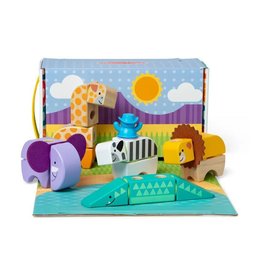 ميليسا آند دوغ مجموعة تركيب حيوانات السفاري Blockables Melissa & Doug Blockables Safari Animals Building Set