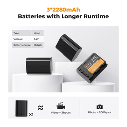 NP-FZ100 Battery and Three Slot Charger, 3-Pack Battery for Sony NP-FZ100 Battery and Three Slot Charger, 3-Pack Battery for Sony