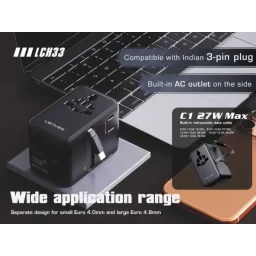 لينيس LCH33 شاحن سفر عالمي بتقنية GaN وقدرة 70 واط - أسود Lenyes LCH33 70W GaN Universal Travel Charger - Black