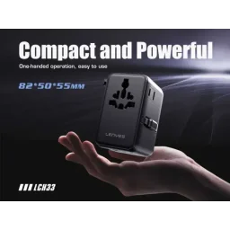 لينيس LCH33 شاحن سفر عالمي بتقنية GaN وقدرة 70 واط - أسود Lenyes LCH33 70W GaN Universal Travel Charger - Black