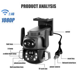 كاميرا مراقبة ذكية مزدوجة العدسة Wi-Fi من XO بدقة 1080P XO-CR04