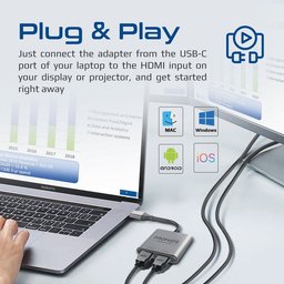 محول بروميت MediaLink-H2 من USB-C إلى منفذي HDMI بدقة 4K - رمادي Promate MediaLink-H2 4K USB-C to Dual HDMI Adapter - Grey