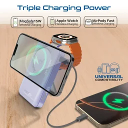 بروميت Mavrix-3 باور بانك لاسلكي MagSafe ‏3 في 1 بسعة 10000mAh - بنفسجي Promate Mavrix-3 10000mAh 3-in-1 MagSafe Wireless Power Bank - Purple