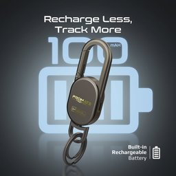 ميدالية مفاتيح ذكية بروميت TagChain بخطاف ودعم Apple Find My - لون تيتانيوم Promate TagChain Smart Carabiner Keychain with Apple Find My Precision Locator - Titanium