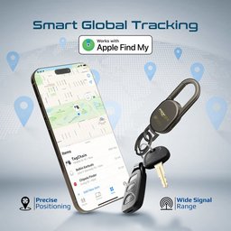 ميدالية مفاتيح ذكية بروميت TagChain بخطاف ودعم Apple Find My - لون تيتانيوم Promate TagChain Smart Carabiner Keychain with Apple Find My Precision Locator - Titanium
