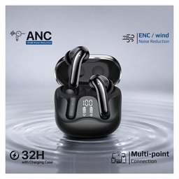 بروميت SERIX سماعات أذن لاسلكية بالكامل Hybrid ANC مع 6 ميكروفونات ENC، بلوتوث 6.0 وعلبة شحن لاسلكية - أسود Promate SERIX Hybrid ANC True Wireless Earbuds with 6-Mic ENC, Bluetooth 6.0 & Wireless Charging Case - Black